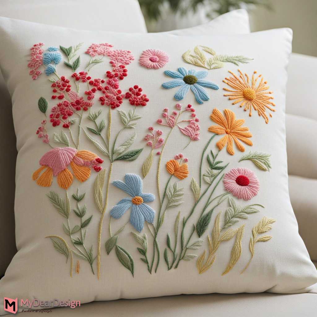 10+ Simple Pillow Cover Hand Embroidery Designs