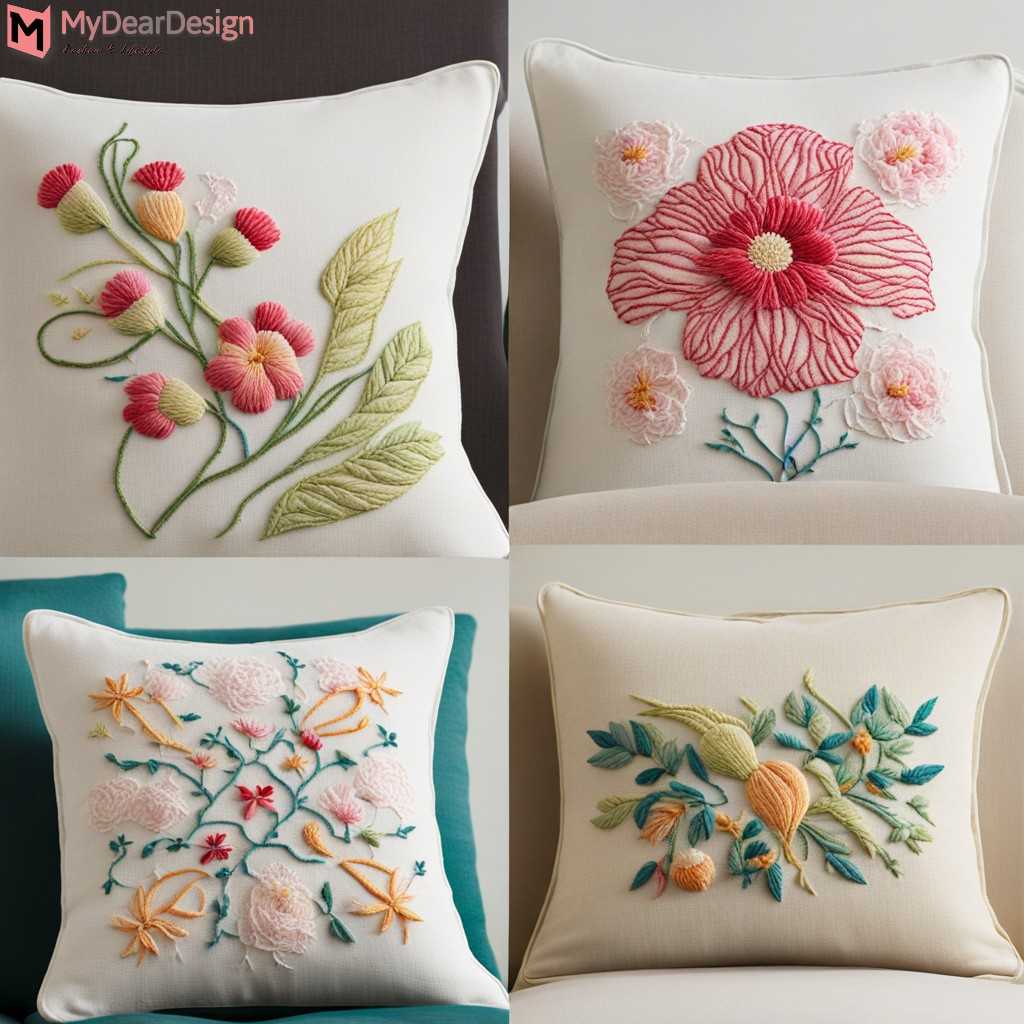 10+ Simple Pillow Cover Hand Embroidery Designs