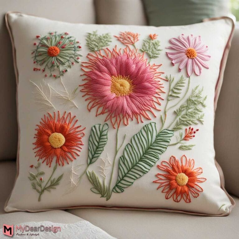 10+ Simple Pillow Cover Hand Embroidery Designs