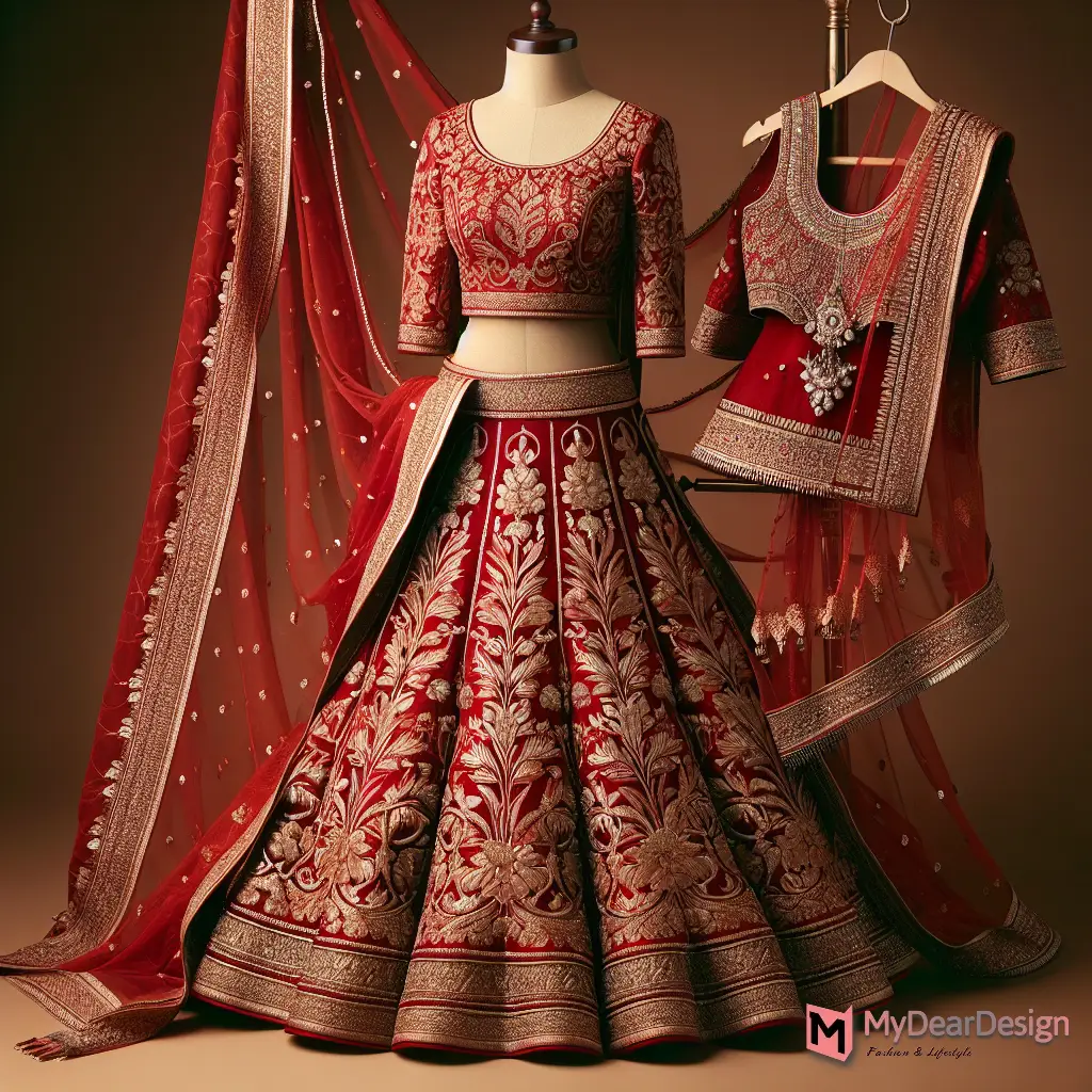 Red Banarasi Lehenga