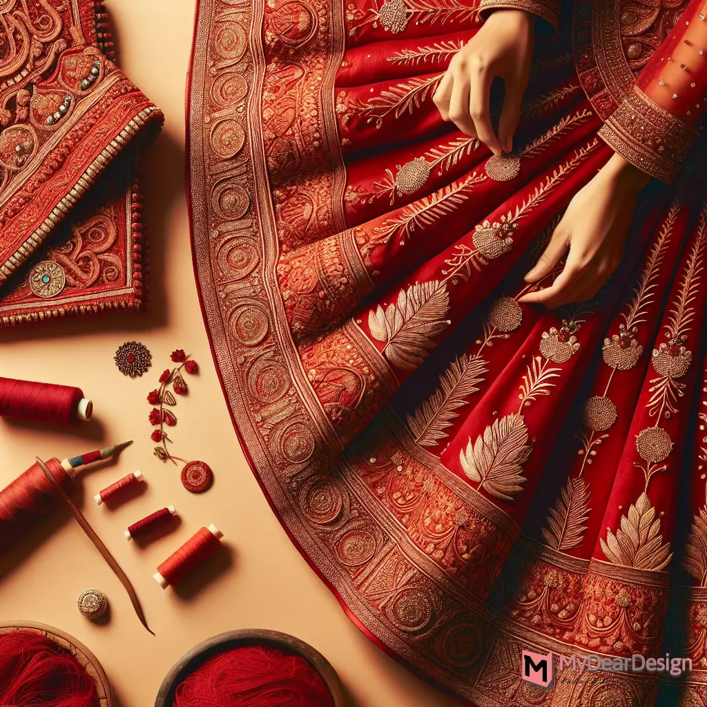 Red Banarasi Lehenga