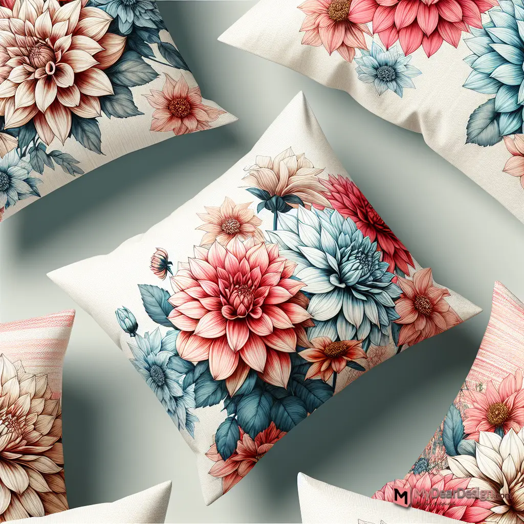 Dahlia Floral Pillow Cover Designs