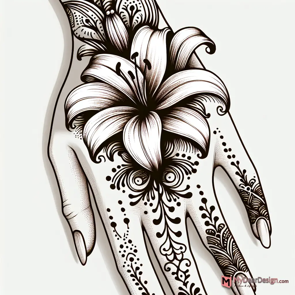 Lily Flower Mehndi Designs