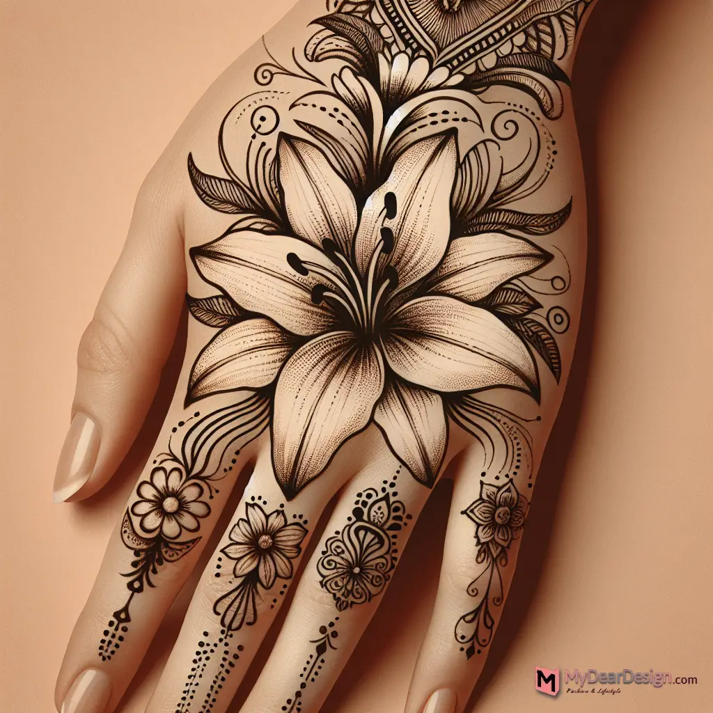 Lily Flower Mehndi Design Inspirations