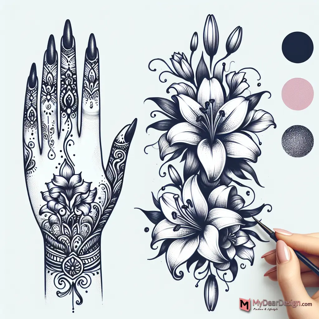 Lily Flower Mehndi Design Beauty