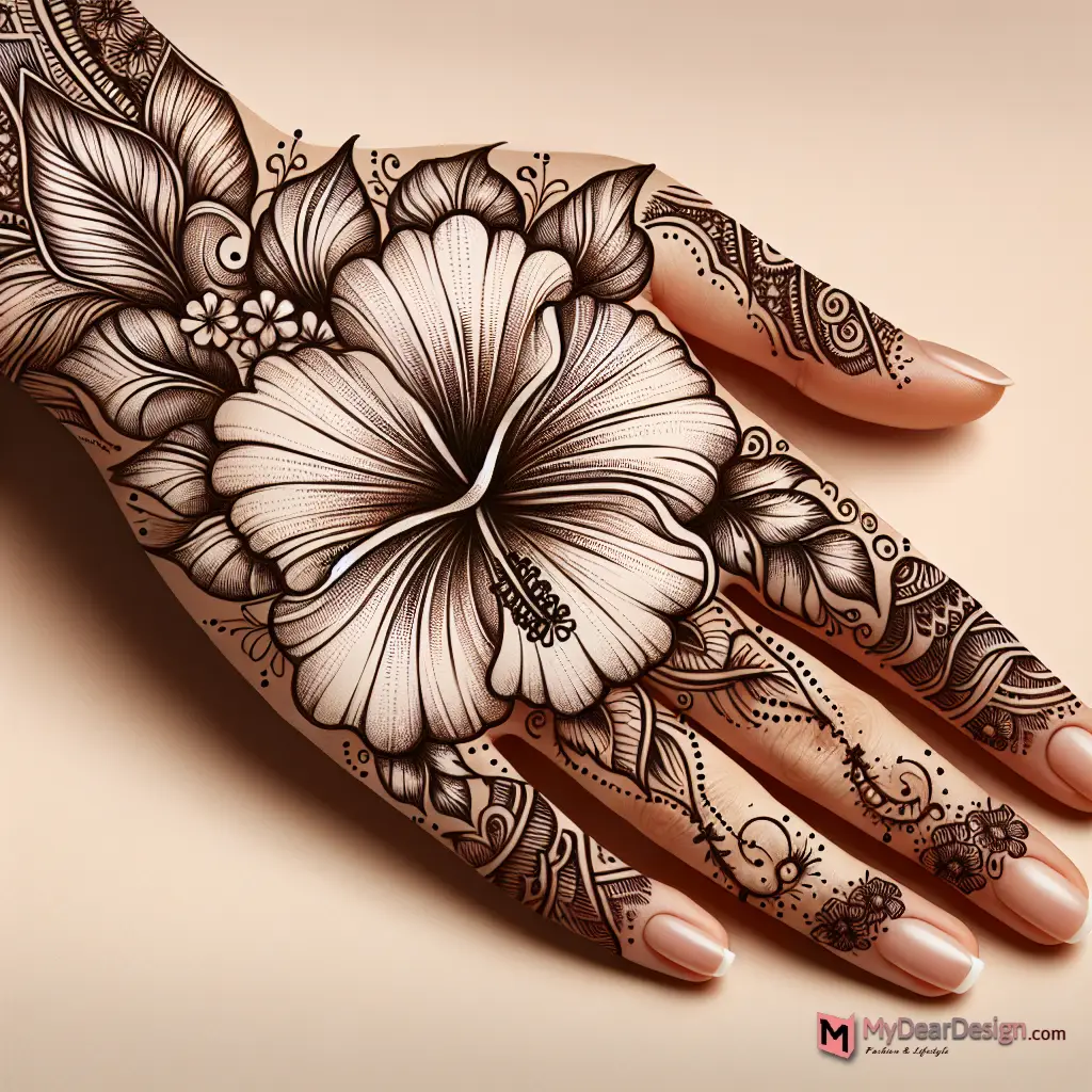 Hibiscus Flower Mehndi Design Artistry