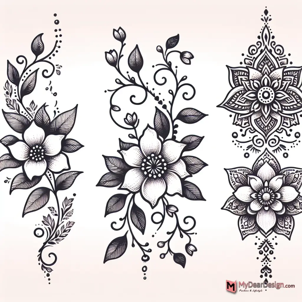 Jasmine Flower Mehndi Design Patterns