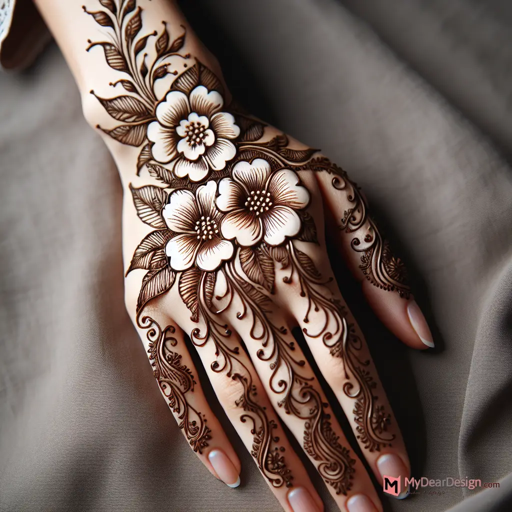 Jasmine Flower Mehndi Design Elegance