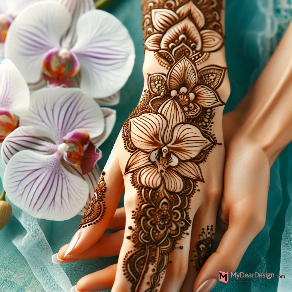 Orchid Flower Mehndi Designs