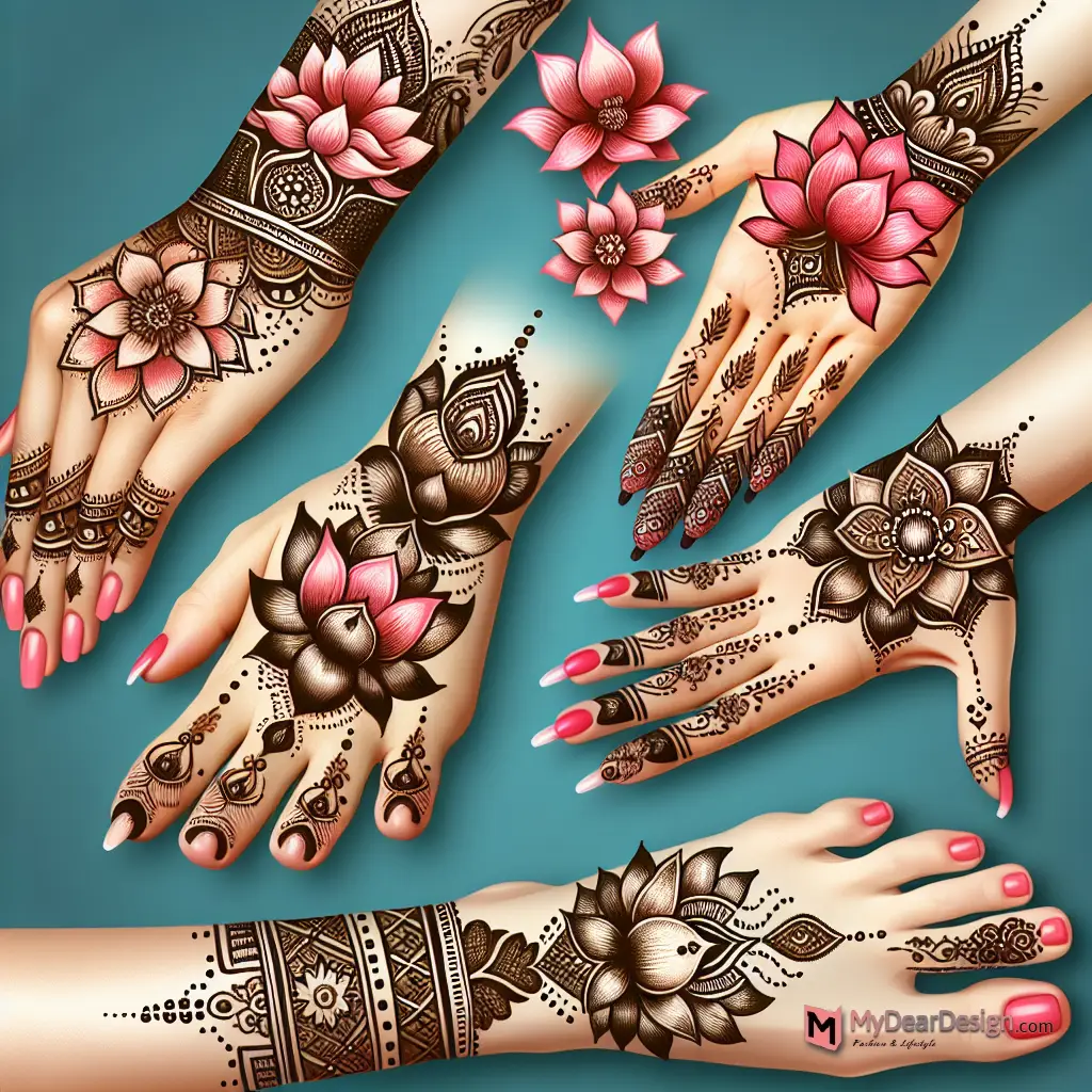 Lotus Flower Mehndi Design Placement