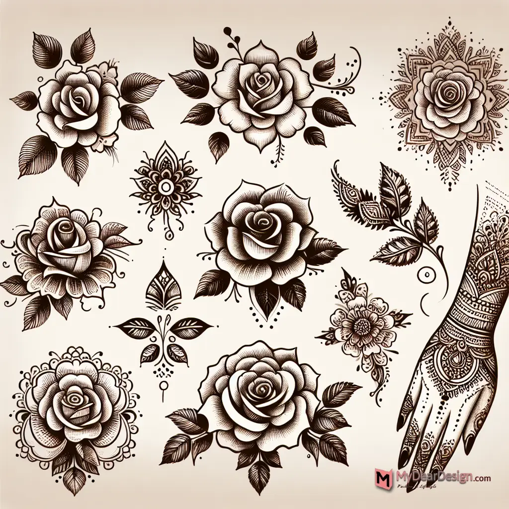 Rose Flower Mehndi Designs