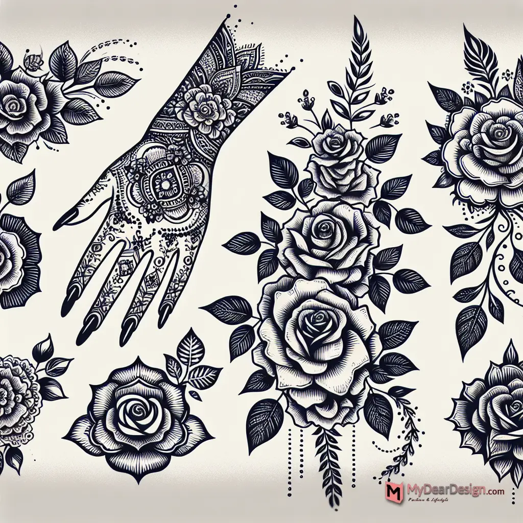 Rose Flower Mehndi Design Variations