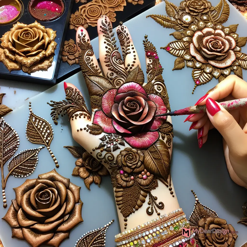 Rose-Flower Mehndi Design Techniques