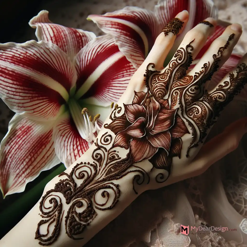 Amaryllis-inspired Henna Designs