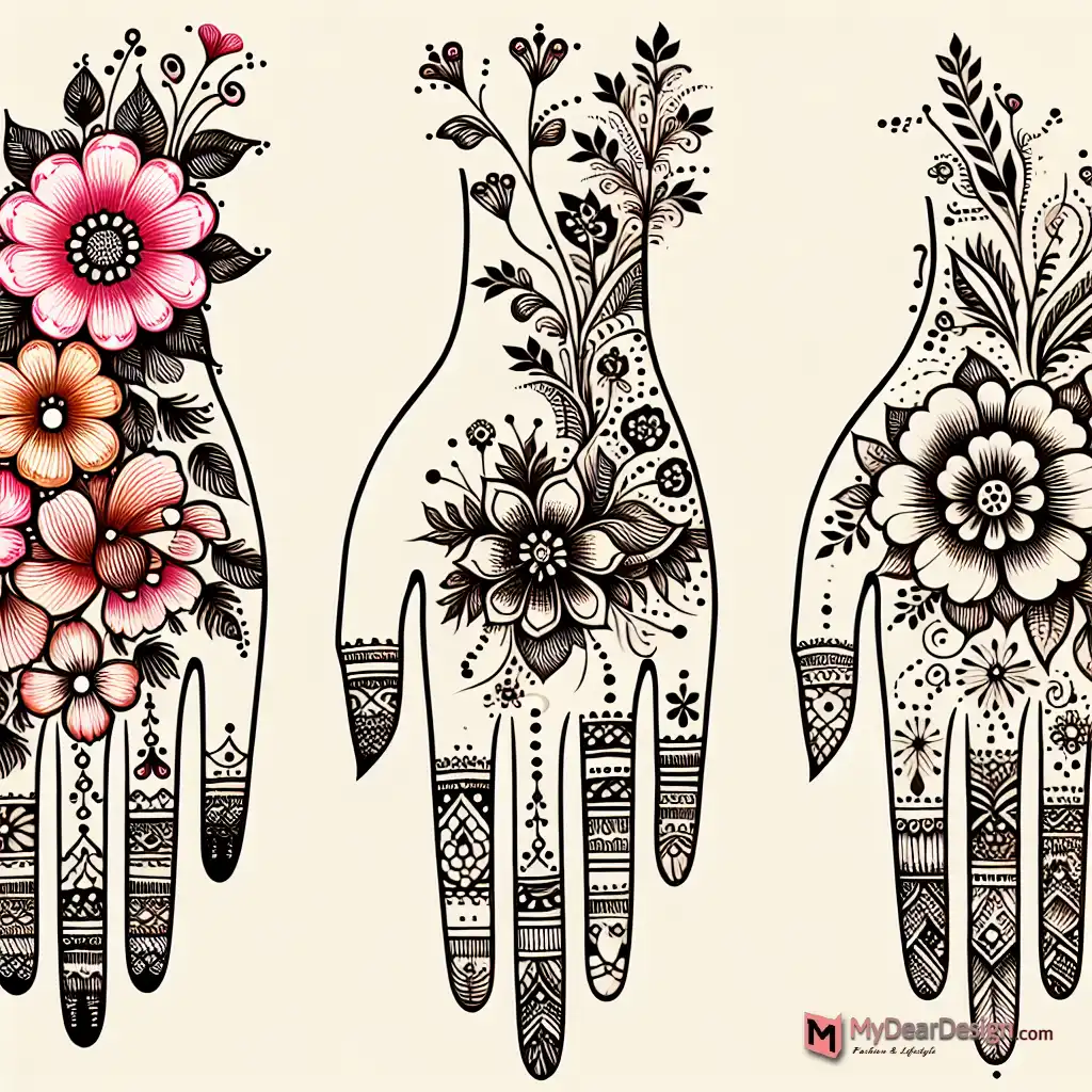 Traditional Blossom Flower Mehndi Designs