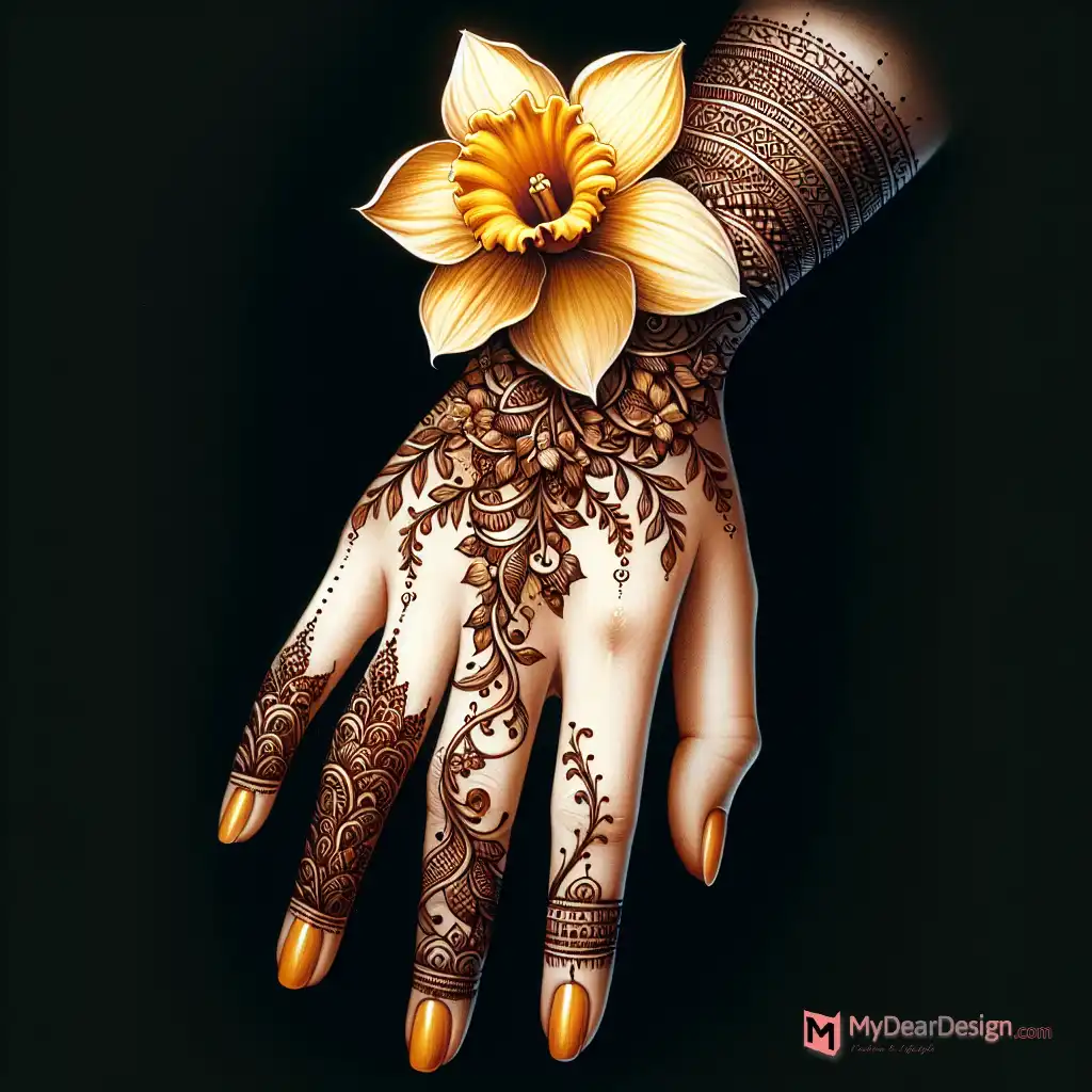 Explore 18 Beautiful Daffodil Flower Mehndi Design Ideas