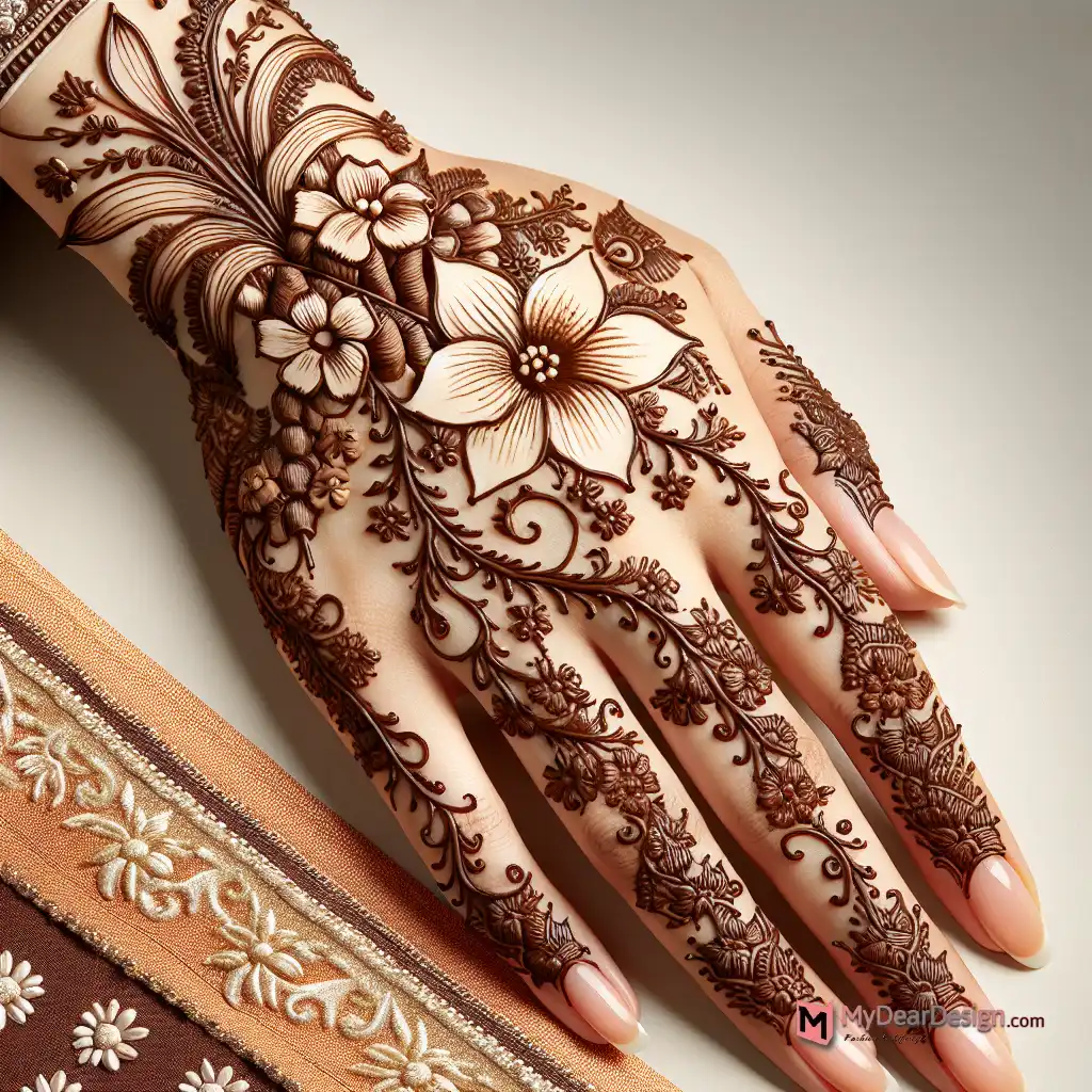 Daffodil and Vine Mehndi Design