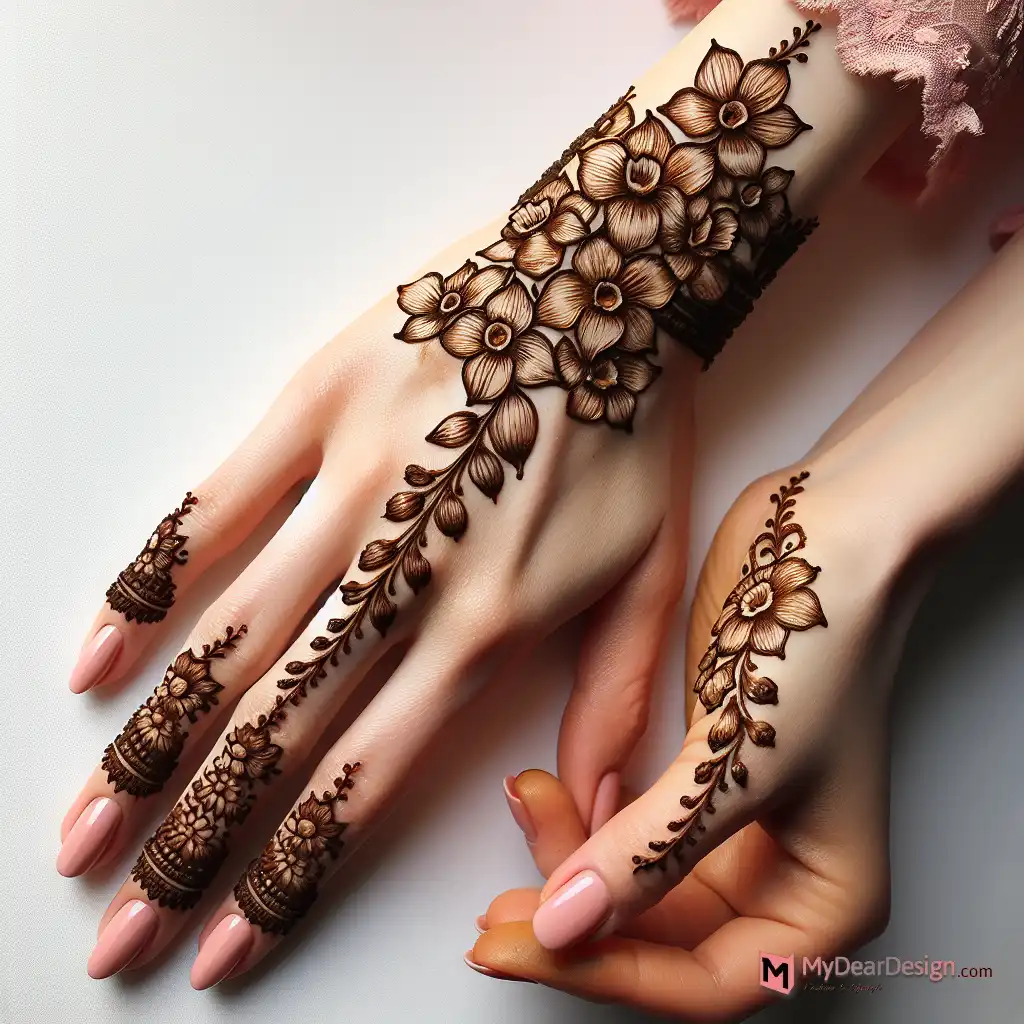 Blushing Daffodil Bracelet Mehndi Design