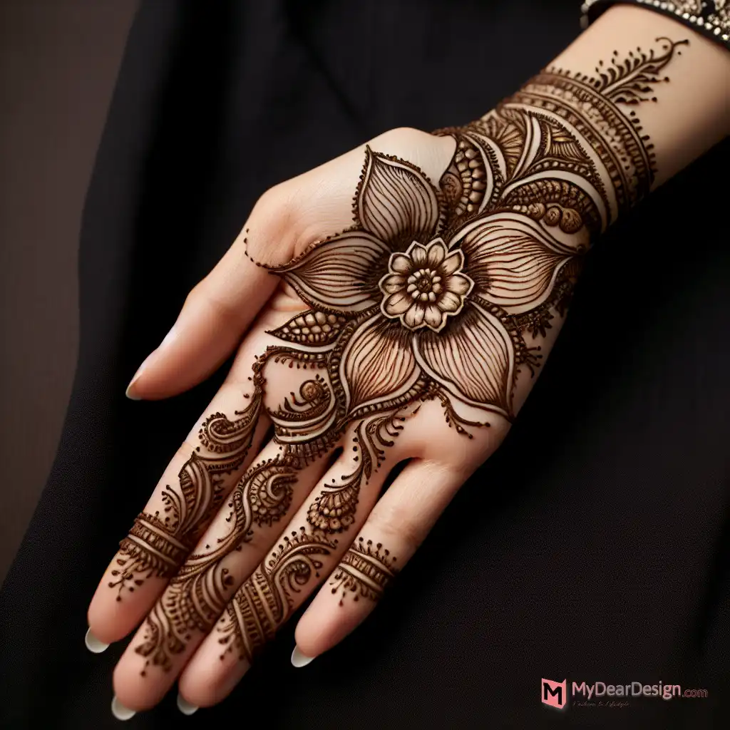 Indian-inspired Daffodil Mehndi Pattern