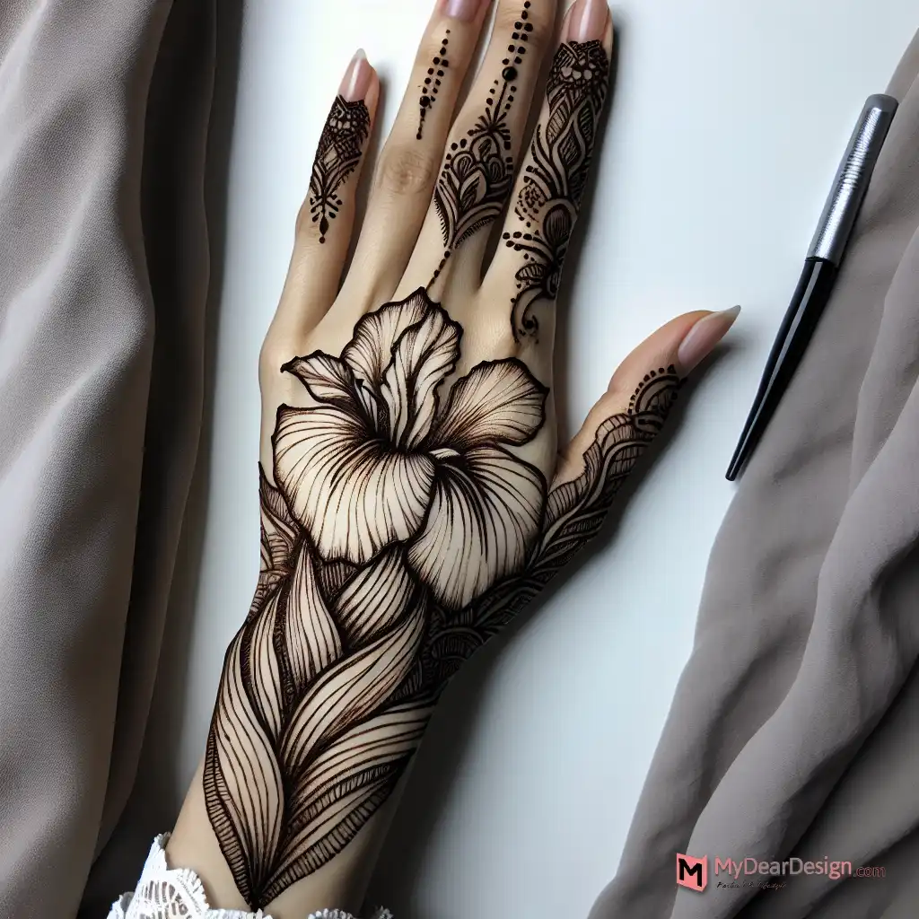 Single-Iris Flower Mehndi Designs