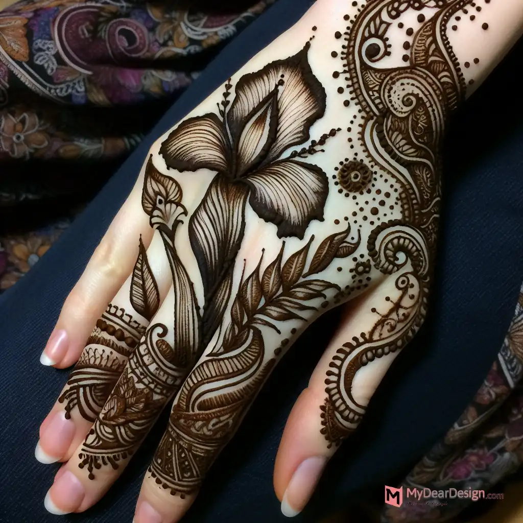 Iris Mehndi Designs with Other Elements