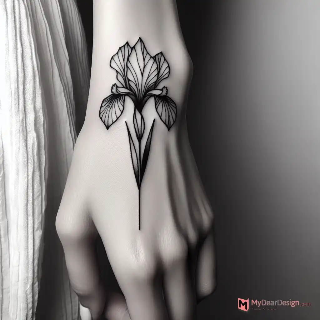 Simple Iris Flower Tattoo