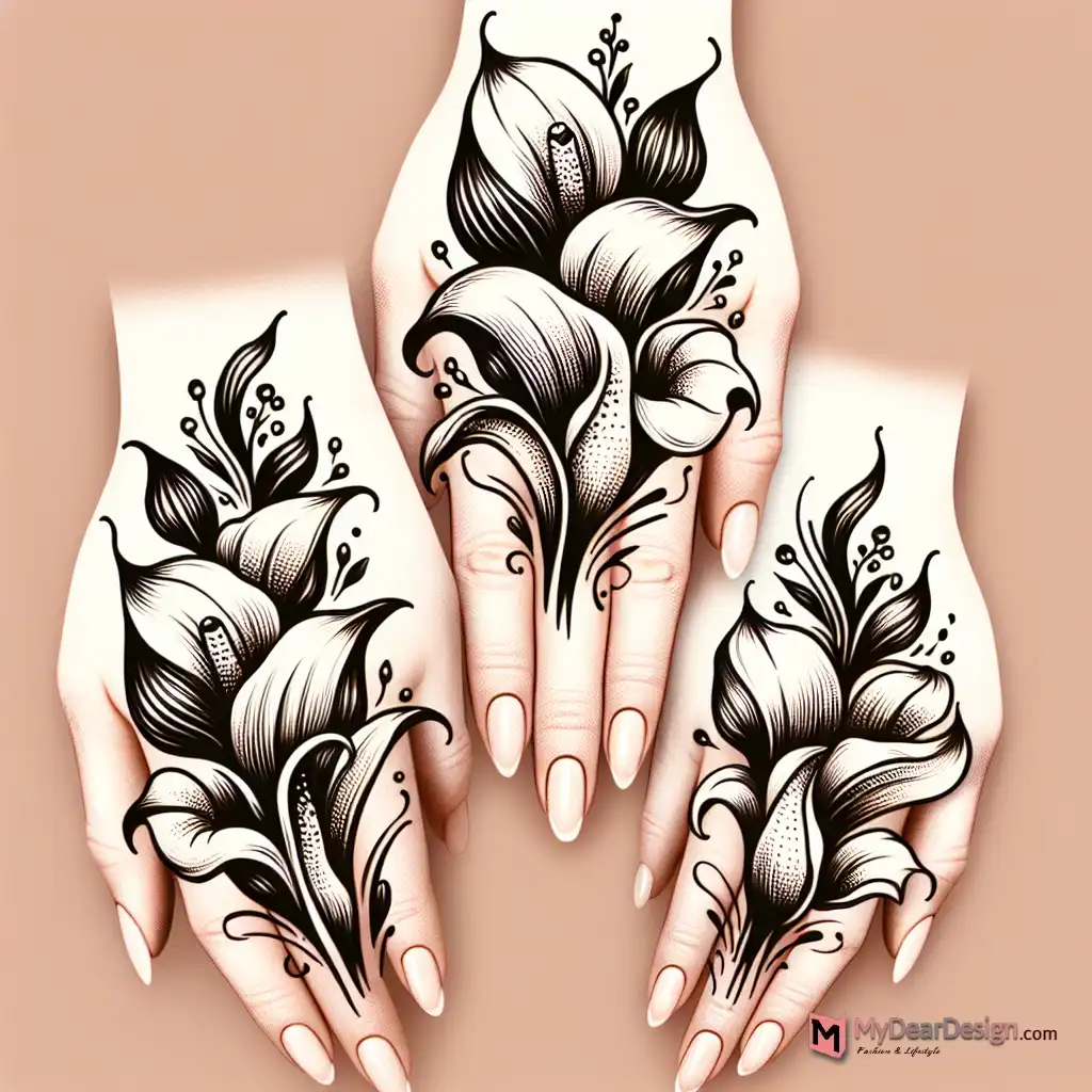 Best Simple Calla Flower Mehandi Designs