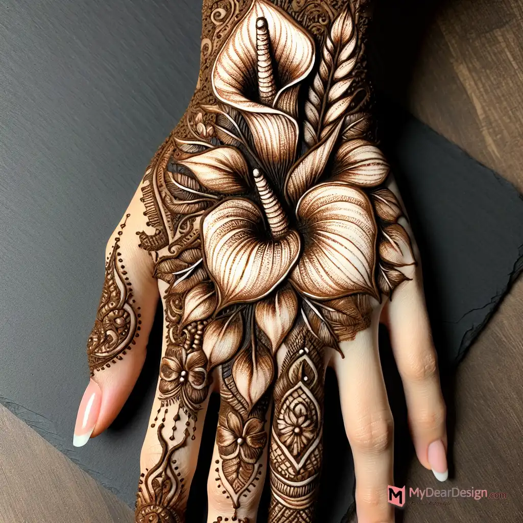  Earthy Calla Flower Mehndi Designs