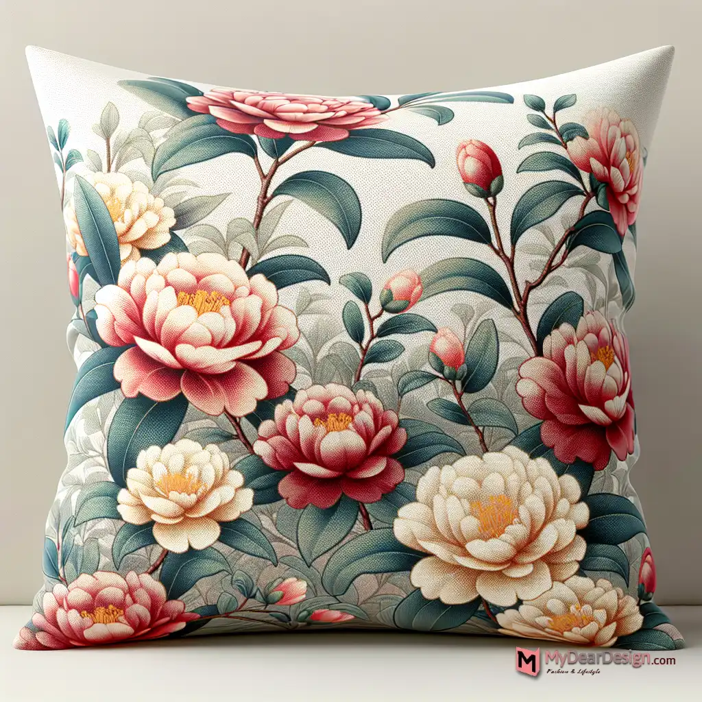 Camellia floral throw pillow