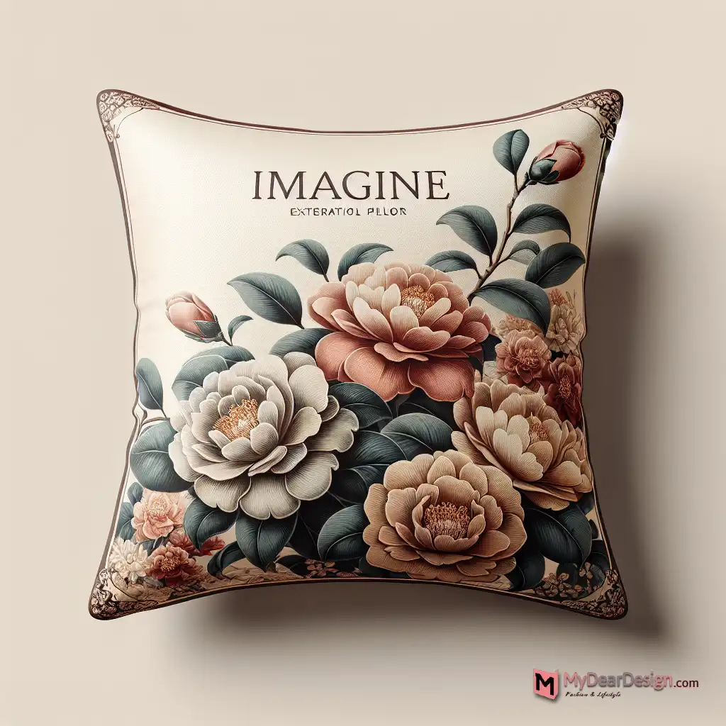 Camellia floral decorative pillow