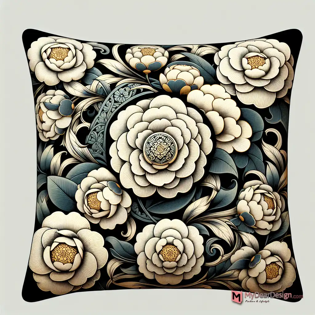 Camellia floral pattern pillow