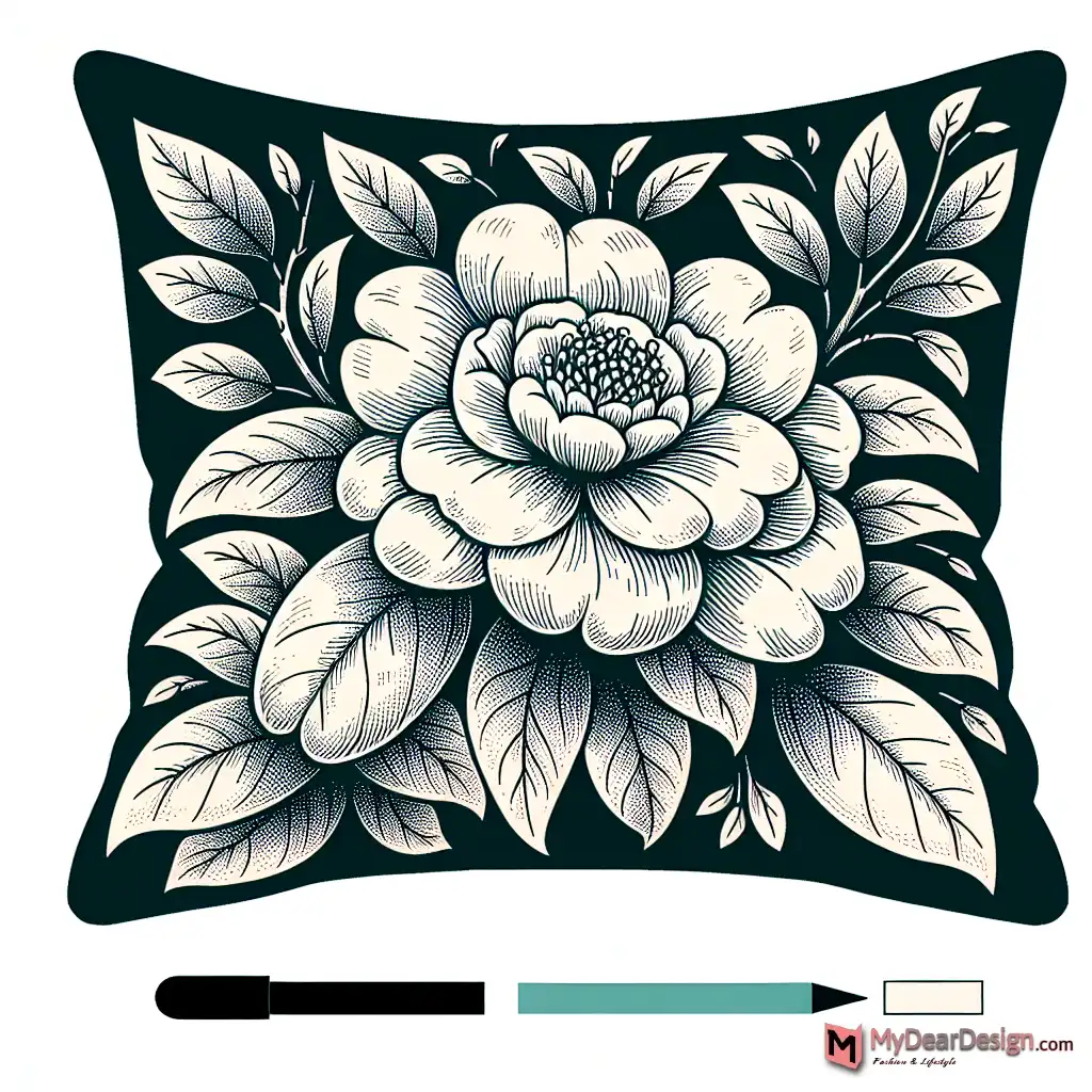 Camellia floral design pillow