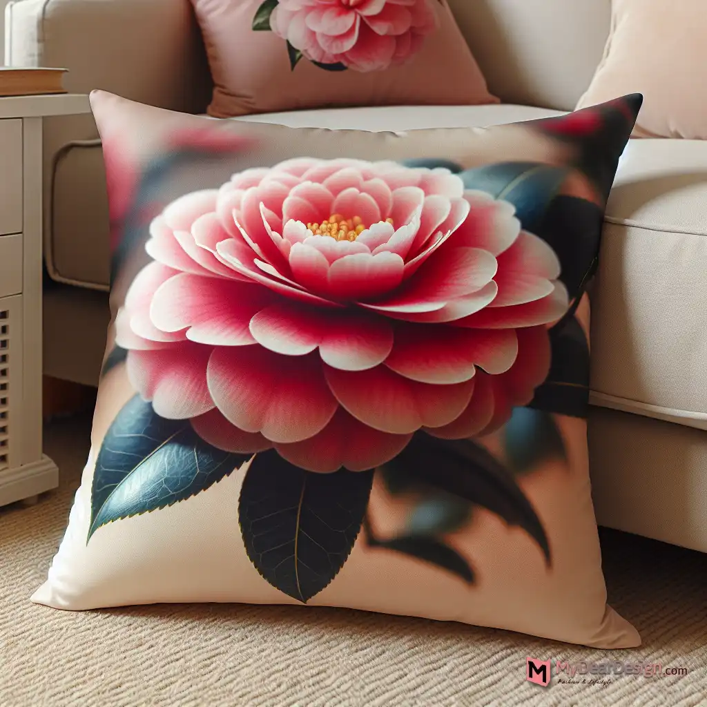 Camellia flower throw pillow