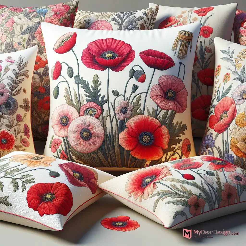 Poppy floral pillow covers