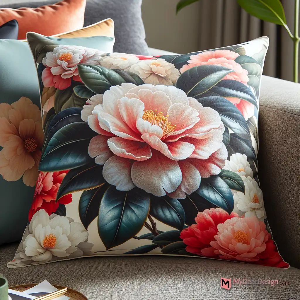 Camellia throw pillow