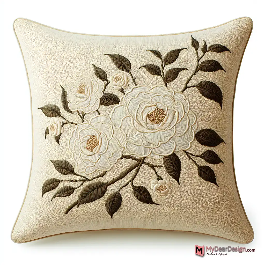 Camellia pattern pillow