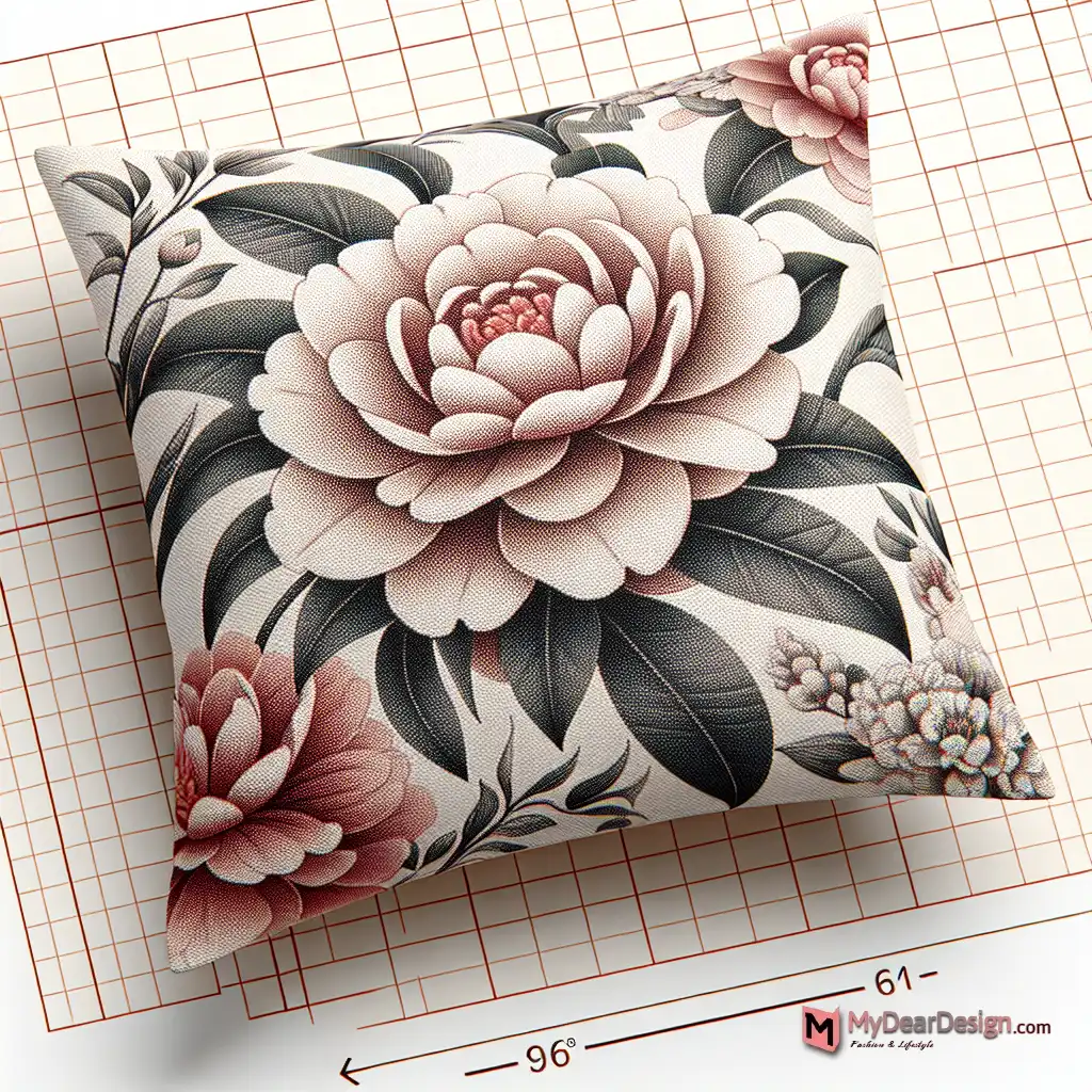 Camellia motif pillow