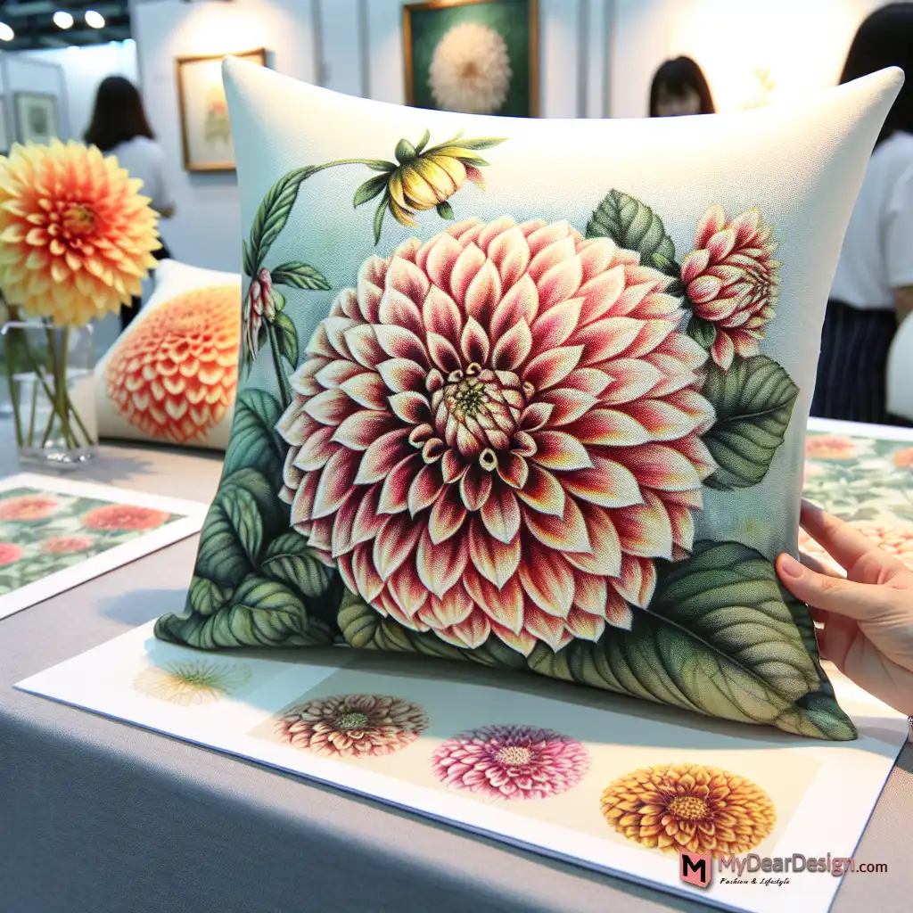 Dahlia print pillow cover