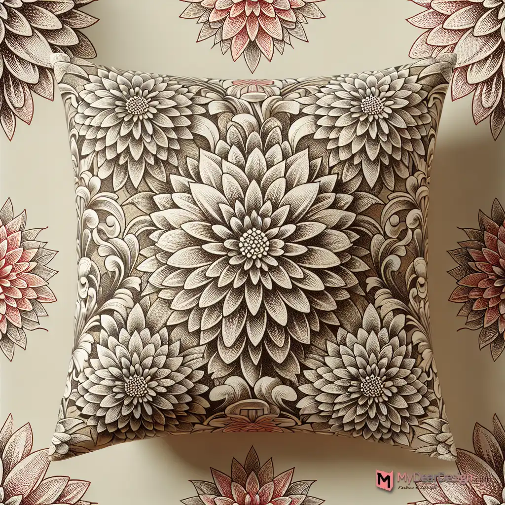 Dahlia pattern pillow cover