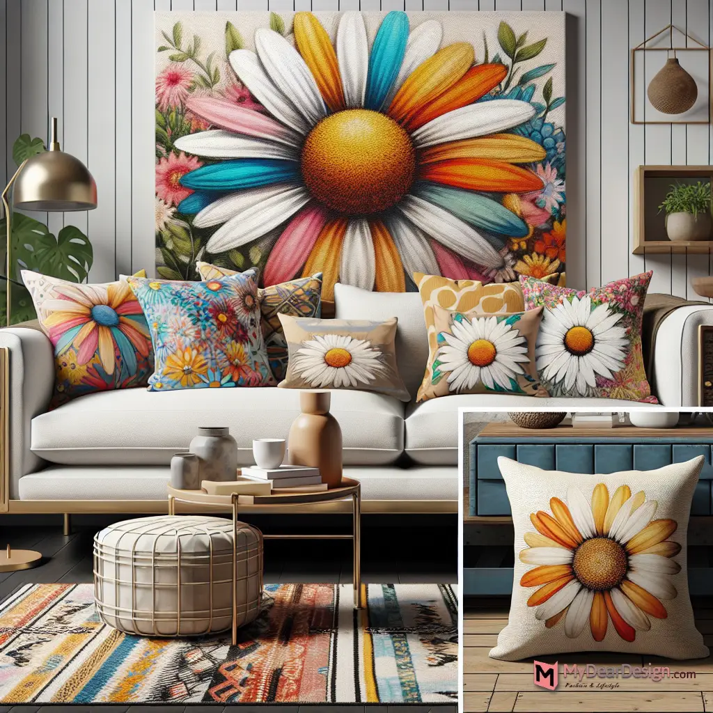 Modern Abstract Daisy Pillow Cover Styling Suggestions