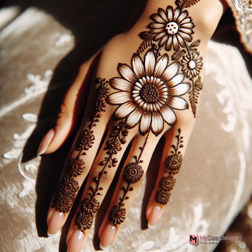 Charming Daisy Flower Mehndi Designs