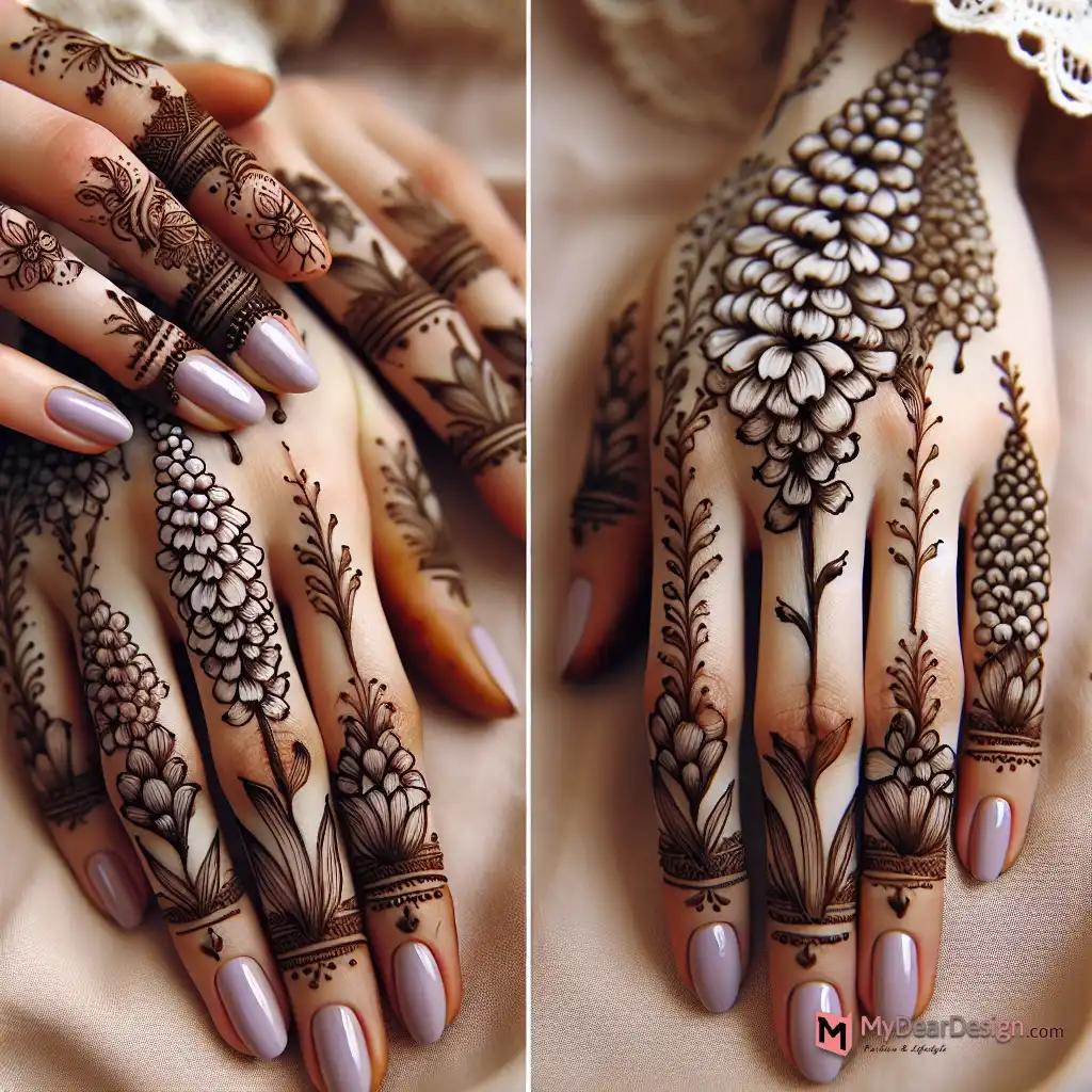 Hyacinth-inspired Finger Mehndi