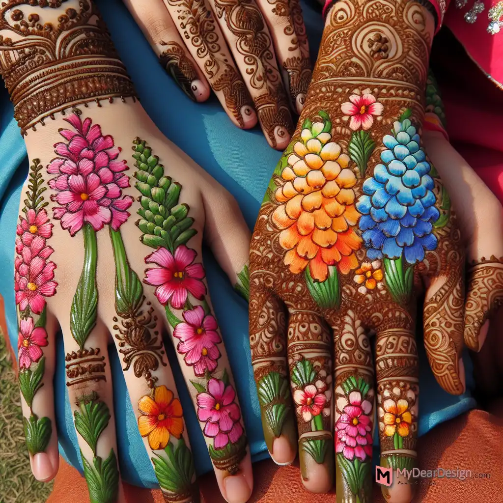 Colourful Hyacinth Mehndi Designs