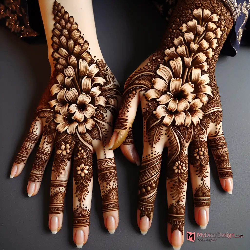 Full Hand Hyacinth Mehndi Patterns