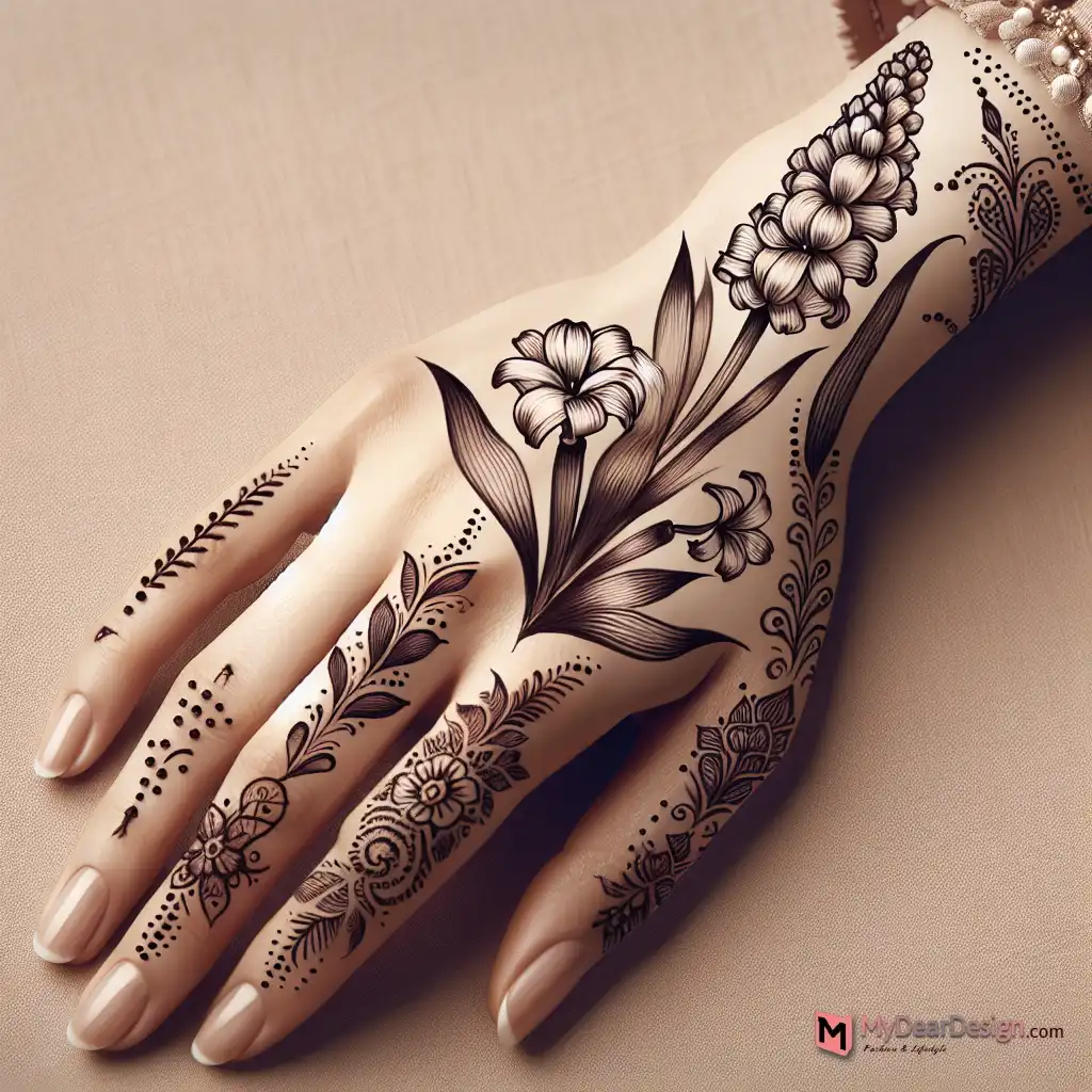 Minimalist Hyacinth Mehndi Ideas