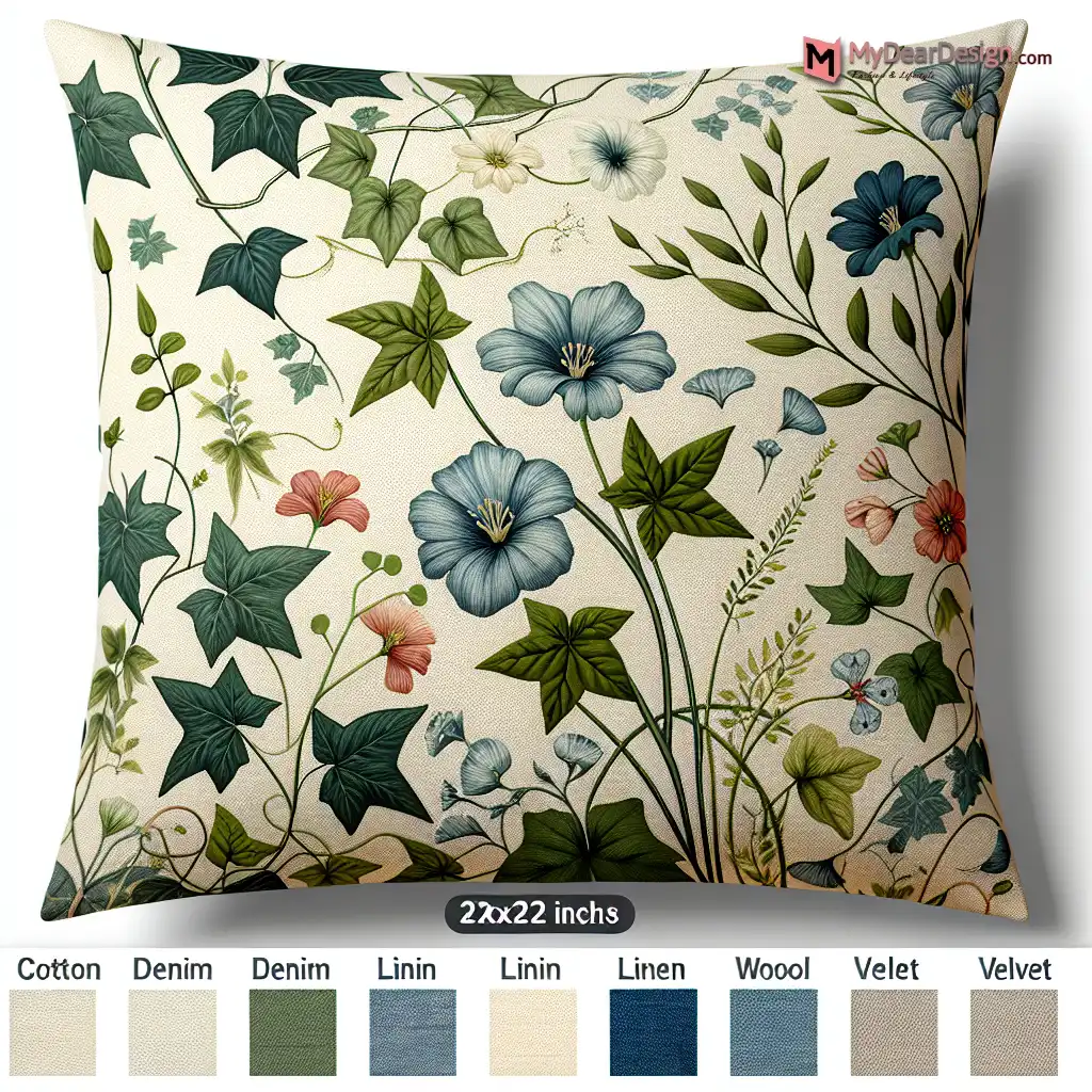 Ivy and floral design pillow