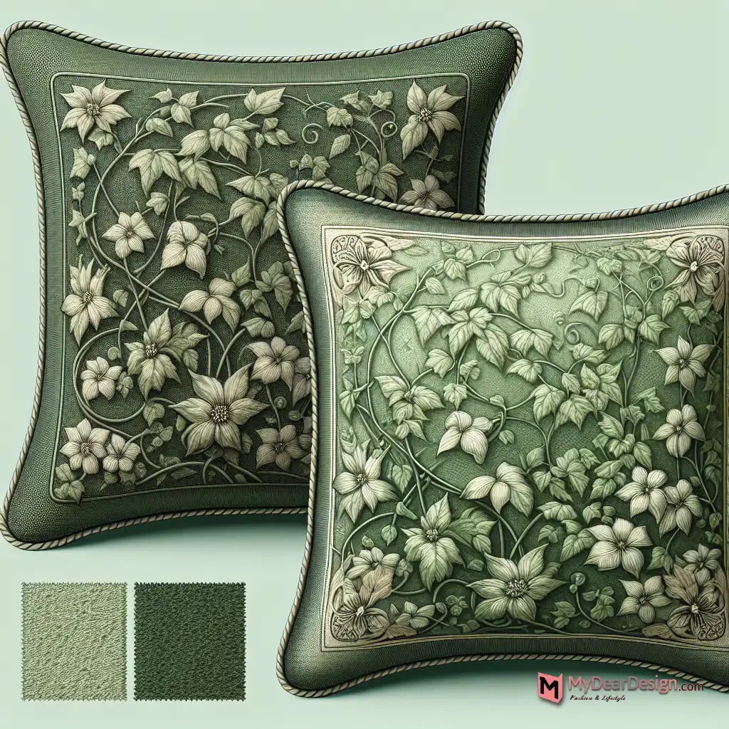 Ivy and flower motif pillow