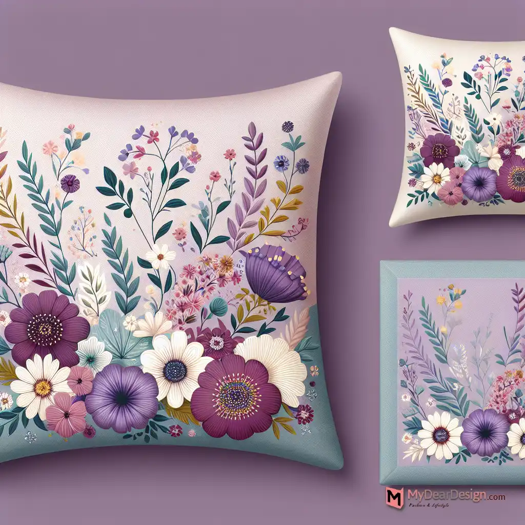 4. Lilac Floral Accent Pillow