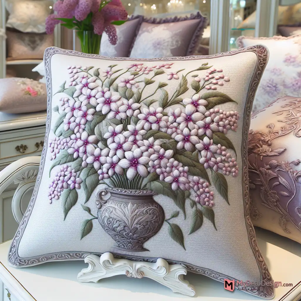 7. Lilac Flower Decorative Pillow