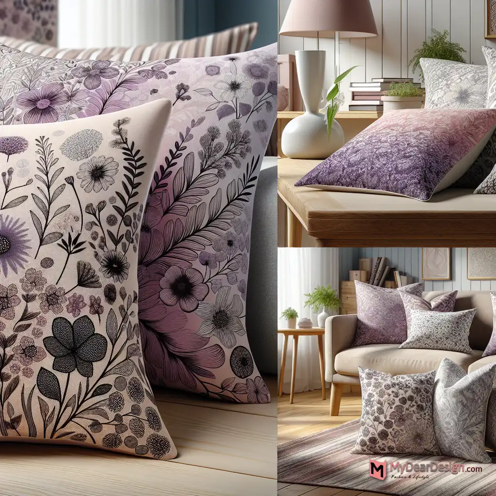 8. Lilac Floral Throw Pillow